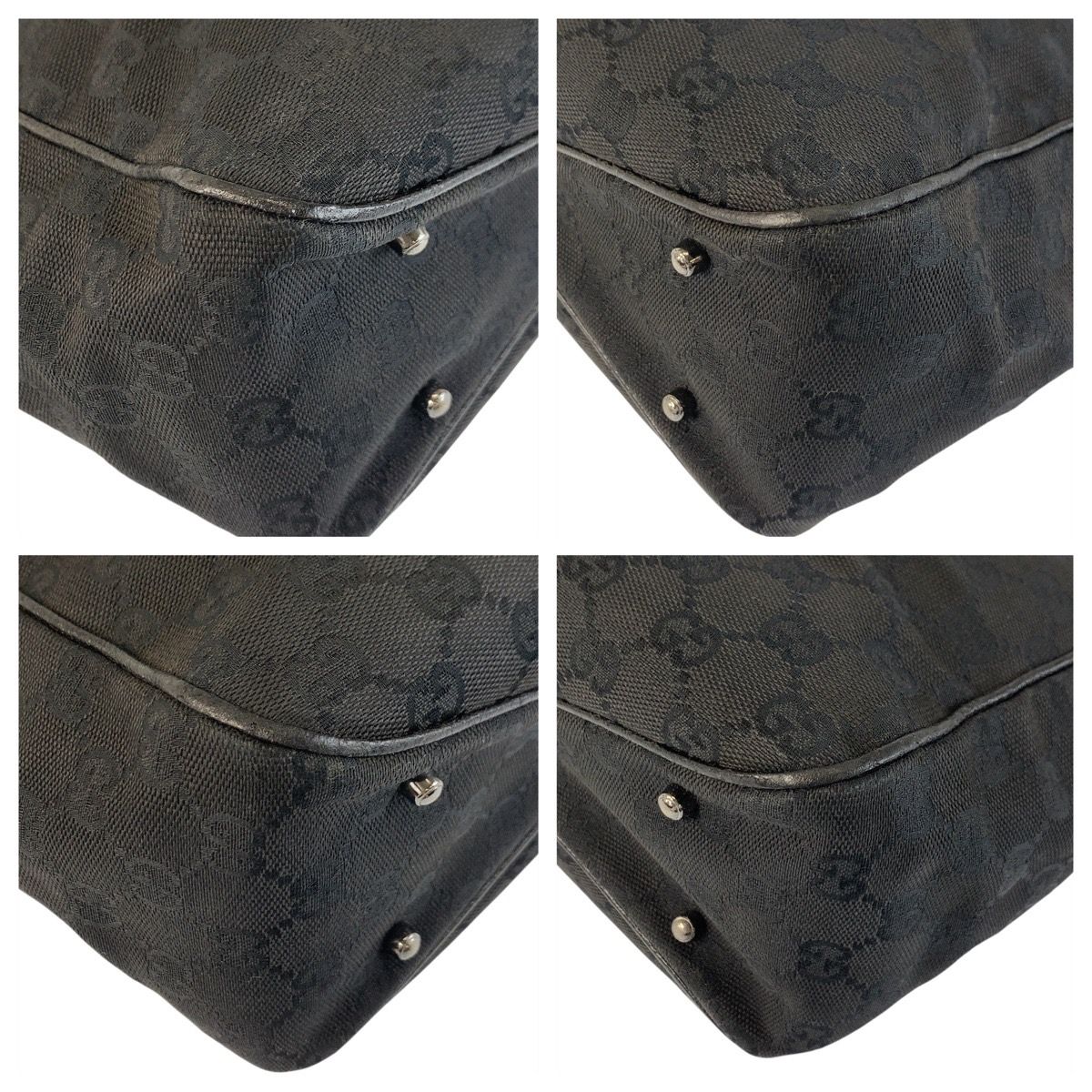 美品】GUCCI トートバッグ キャンバス レザー GG シルバー金具 黒