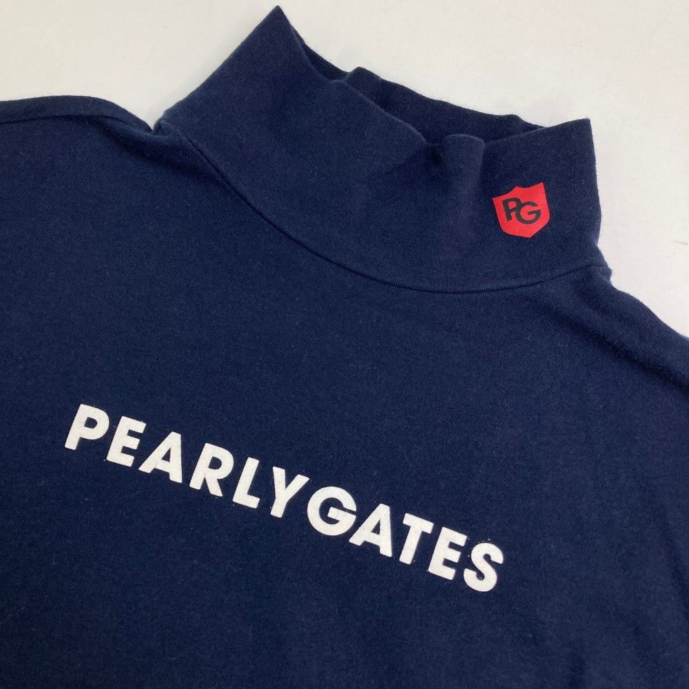サイズ：1 PEARLY GATES パーリーゲイツ  ハイネック 長袖Tシャツ  ネイビー系 [240101465235] ゴルフウェア レディース ストスト サイズ：1 PEARLY GATES パーリーゲイツ ハイネック 長袖Tシャツ