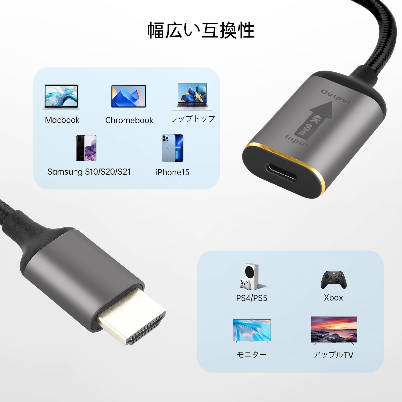 人気商品】4対応 Type C C 入力 Thunderbolt HDMI HDMI 出力 2K@144Hz 変換アダプター 4K@60Hz  MacBook 変換ケーブル Pro オス Mac から Air メス iPhone USB 15シリーズなどに メルカリ