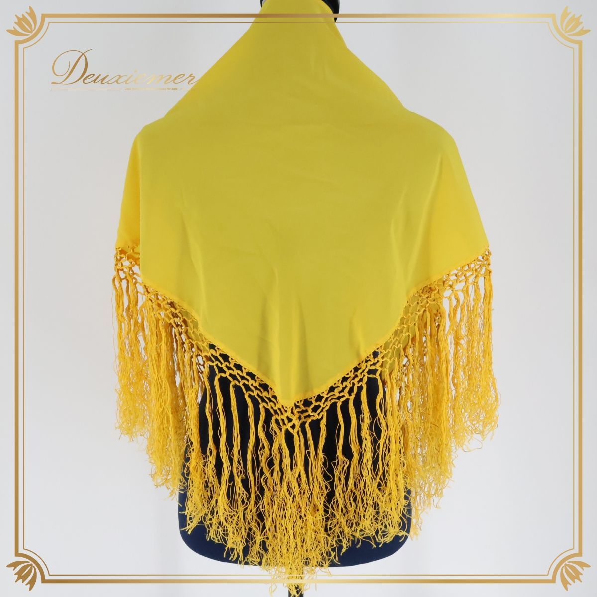 【美品 フラメンコ衣装】イエロー シージョ ピキージョ マントン トライアングル 美品 フラメンコ衣装グリーン マントン シージョ 刺繍 フレコ