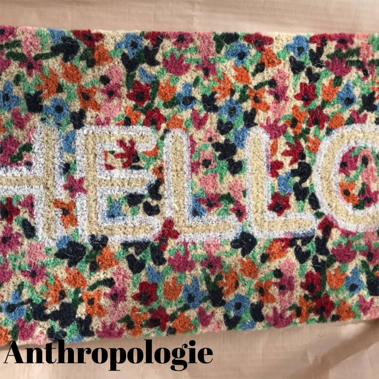 おしゃれ Anthropologie 玄関マット Hello フラワー お花