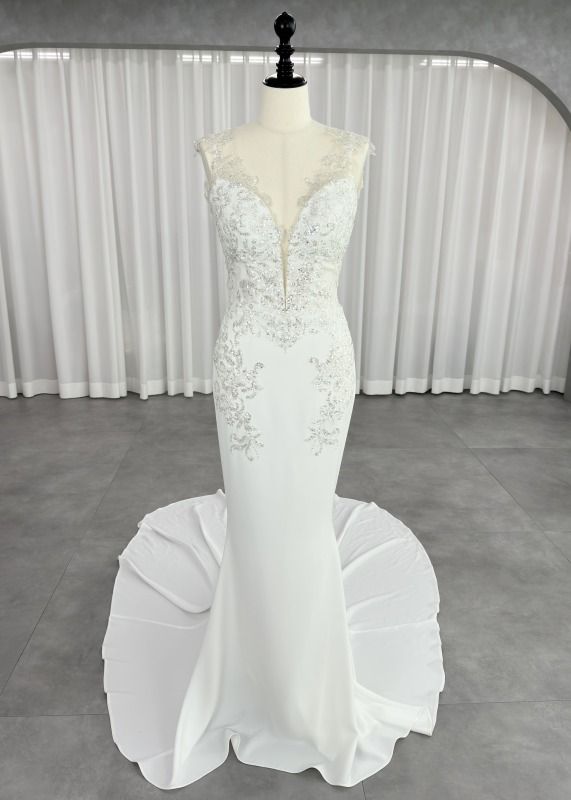 プニナ トーナイ Pnina Tornai マーメイドライン ウェディングドレス ホワイト ファーストオーナー スパンコール