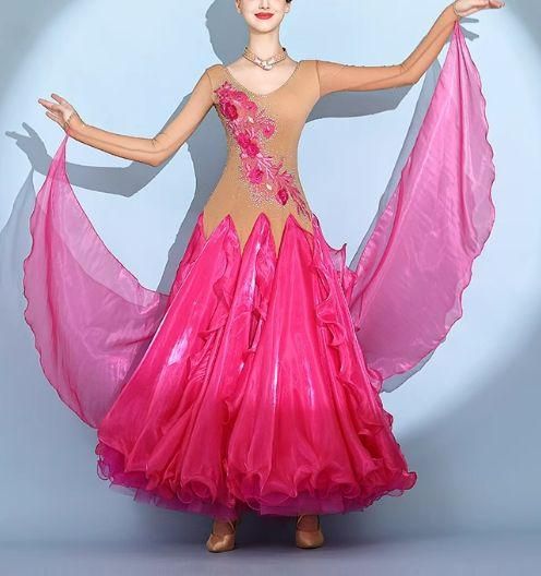 社交ダンスドレス スタンダードドレス モダンダンス 刺繍 オーダー