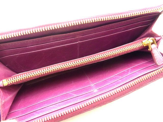 ミュウミュウ 長財布 L字ファスナー マテラッセ ピンク レザー miumiu