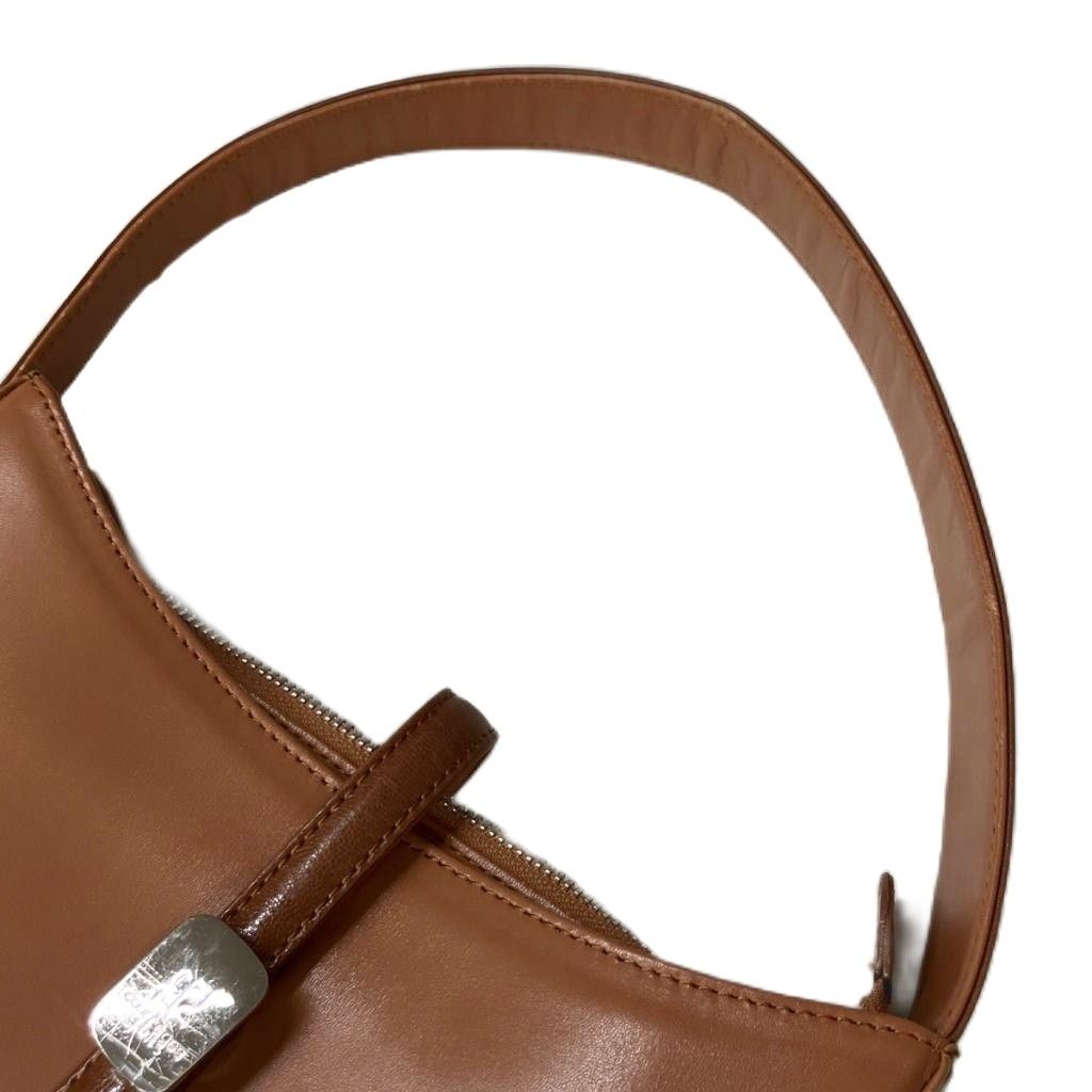 ☆美品☆ courreges ワンショルダーバッグ レザー 本革 ブラウン クレージュ courreges レザー ワンショルダーバッグ