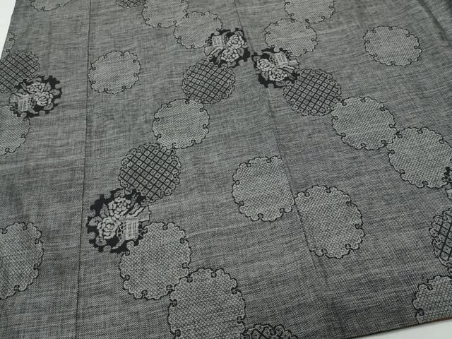 平和屋着物○本場大島紬 9マルキ 雪輪御所車花文 正絹 逸品 CAAR8338vf