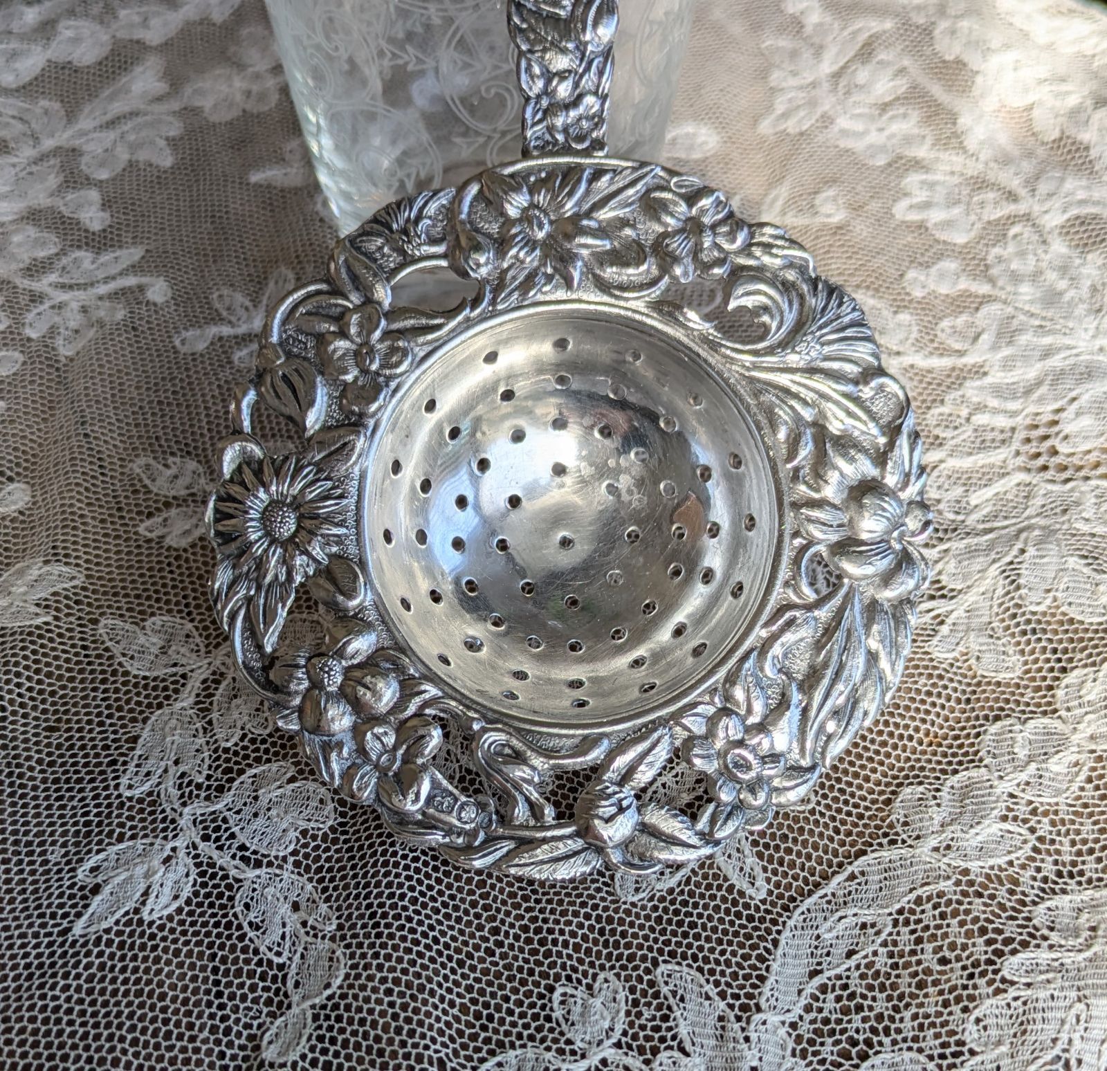 純銀製ティーストレーナー茶こしアンティークオランダスターリングシルバー