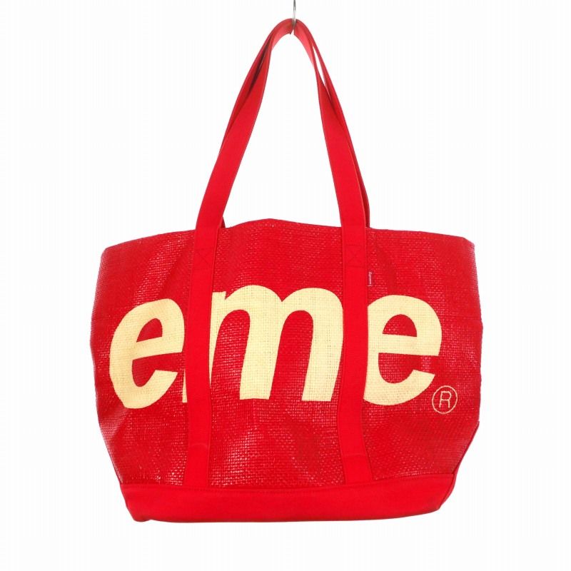 美品！シュプリーム Raffia Tote ラフィア トートバッグ　レッド シュプリーム SUPREME 20SS Raffia Tote ラフィア トートバッグ