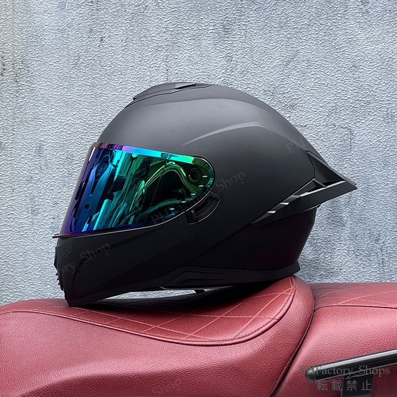 ヘルメット フルフェイスヘルメット バイク DOT認証 バイクヘルメット シールドヘルメット 耐久性 安全性 通気性 男女兼用 シールド6色選択可 おしゃれ マットブラック B34