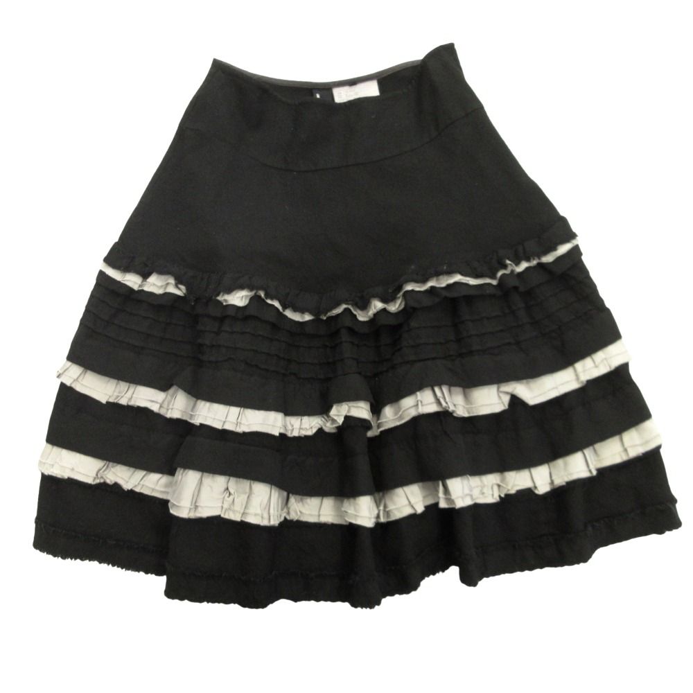 06aw tricot COMME des GARCONS トリココムデギャルソン 製品染め フ スカート ロング ティアード M 黒 ブラック レディース 古着