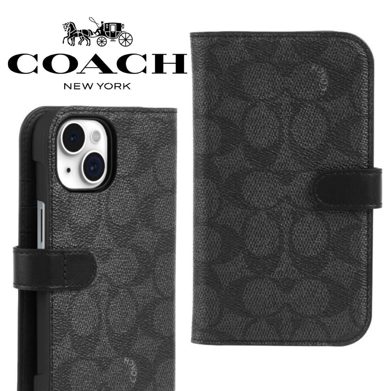 新品⭐︎コーチ Coach 手帳型 iPhone各種 ケース ブラック - メルカリ