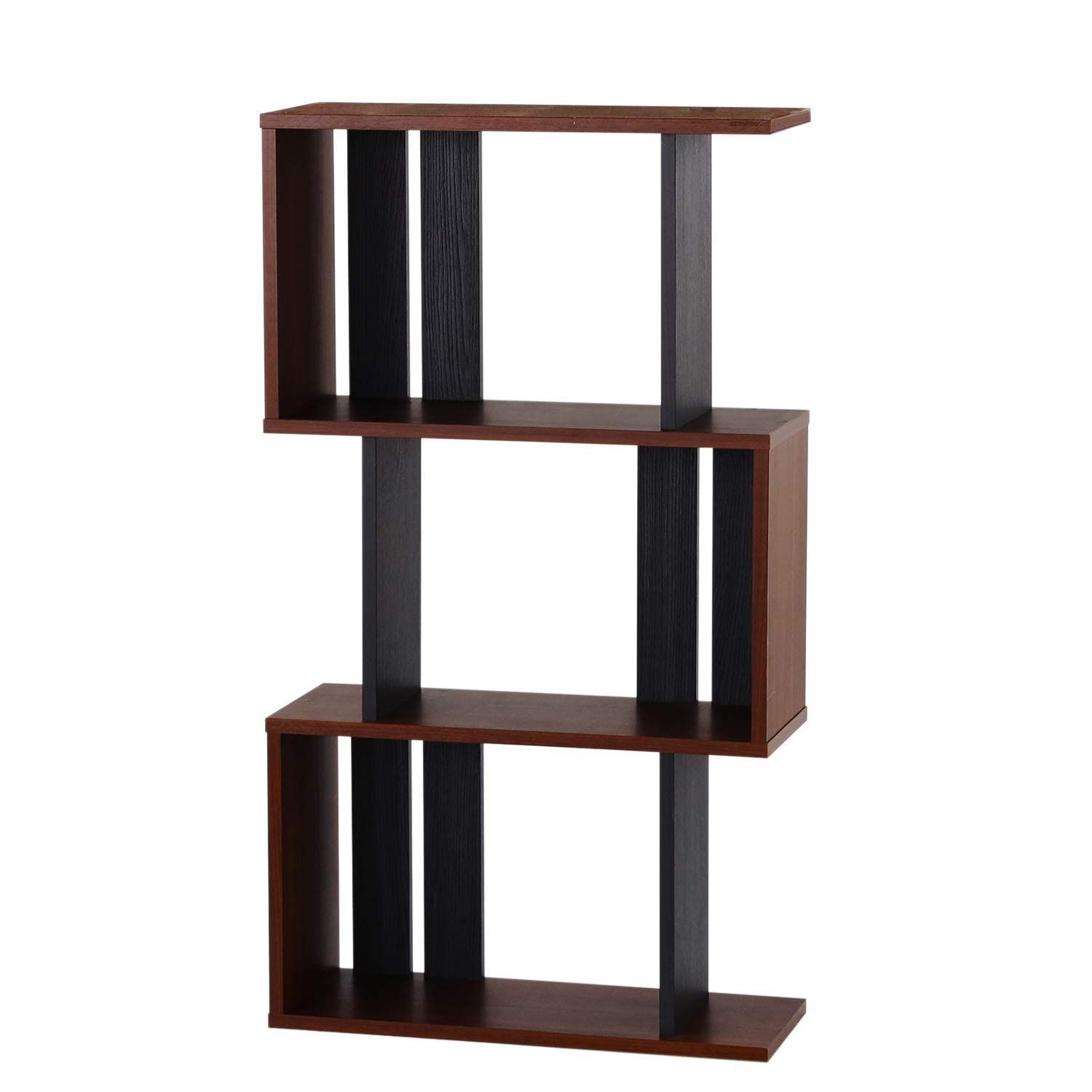 高さ107.2 幅59.6 奥行23.4cm ダークブラウン 背面化粧済 COB-1160DK 本棚 パーテーション コビナス 横置きできる ジグザグラック 白井産業