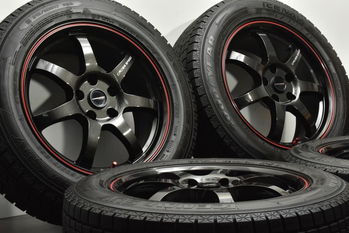バリ溝 クロススピード 17in 7J 38 PCD114.3 グッドイヤー アイスナビSUV 215 60R17 アルファード ヴェルファイア カローラクロス