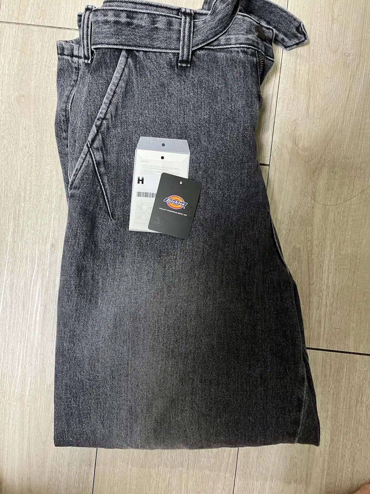 【雷市場（ポンジャン）商品韓国直送】HATCHINGROOM DICKIES(ディッキーズ) ベルト付き スノージーンズ 黒 2