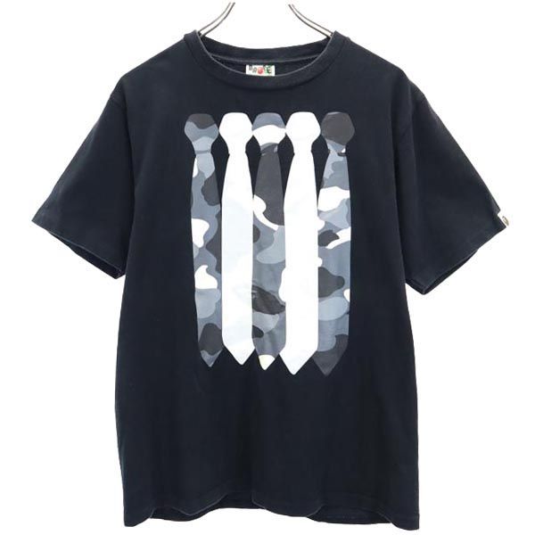 アベイシングエイプ プリント 半袖 Tシャツ M 黒 A BATHING APE メンズ 【中古】  【230324】 メール便可