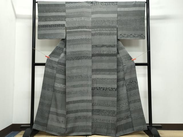 平和屋着物●伝統工芸 砂川健一 江戸小紋 百柄 黒地 正絹 CAAZ1086vf