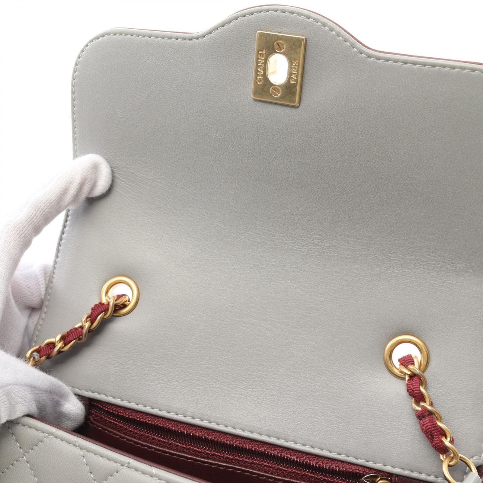 シャネル CHANEL ショルダーバッグ マトラッセ グレー/ワイン シャネル CHANEL ショルダーバッグ マトラッセ グレー/ワイン