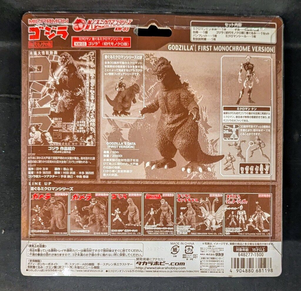 タカラ ミクロマン 着ぐるミクロマンシリーズ ゴジラ(初代モノクロ版