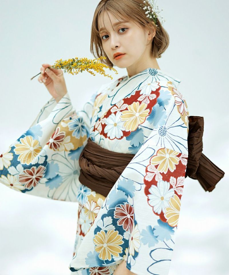 Dita 浴衣　古典百花繚乱　浴衣＋兵児帯＋下駄 2025 浴衣5点セット(ゆかた・帯・下駄・着付けマニュアル・腰ひも