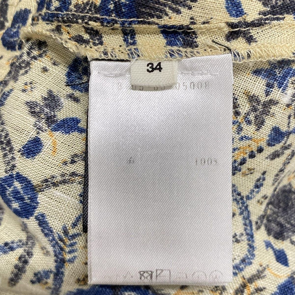 【美品】イザベルマランエトワール　ウィンドブレーカー白X柄　サイズ34 イザベルマラン（ISABEL MARANT ETOILE ）花柄ブラウス 34