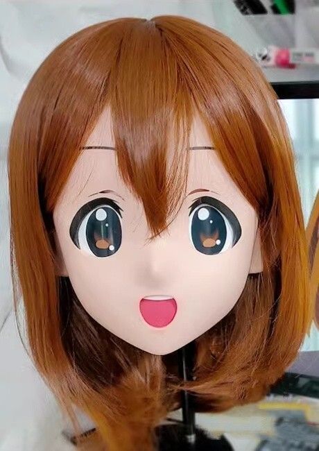 ハーフマスク 眼球付き カツラ付き NO.39 樹脂製 ヘッドロリータ人形 コスプレマスク 変身 仮装 着ぐるみ 二次元美少女