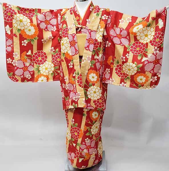 着物 きもの6点セット 女児 女の子 祝着 130cm 9～10才用 赤色地 対応身長125cm～135cm NO41705