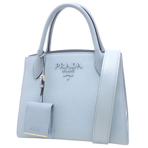 PRADA プラダ◆サフィアーノ◆ハンドバッグ 鞄◆青 ブルー 水色