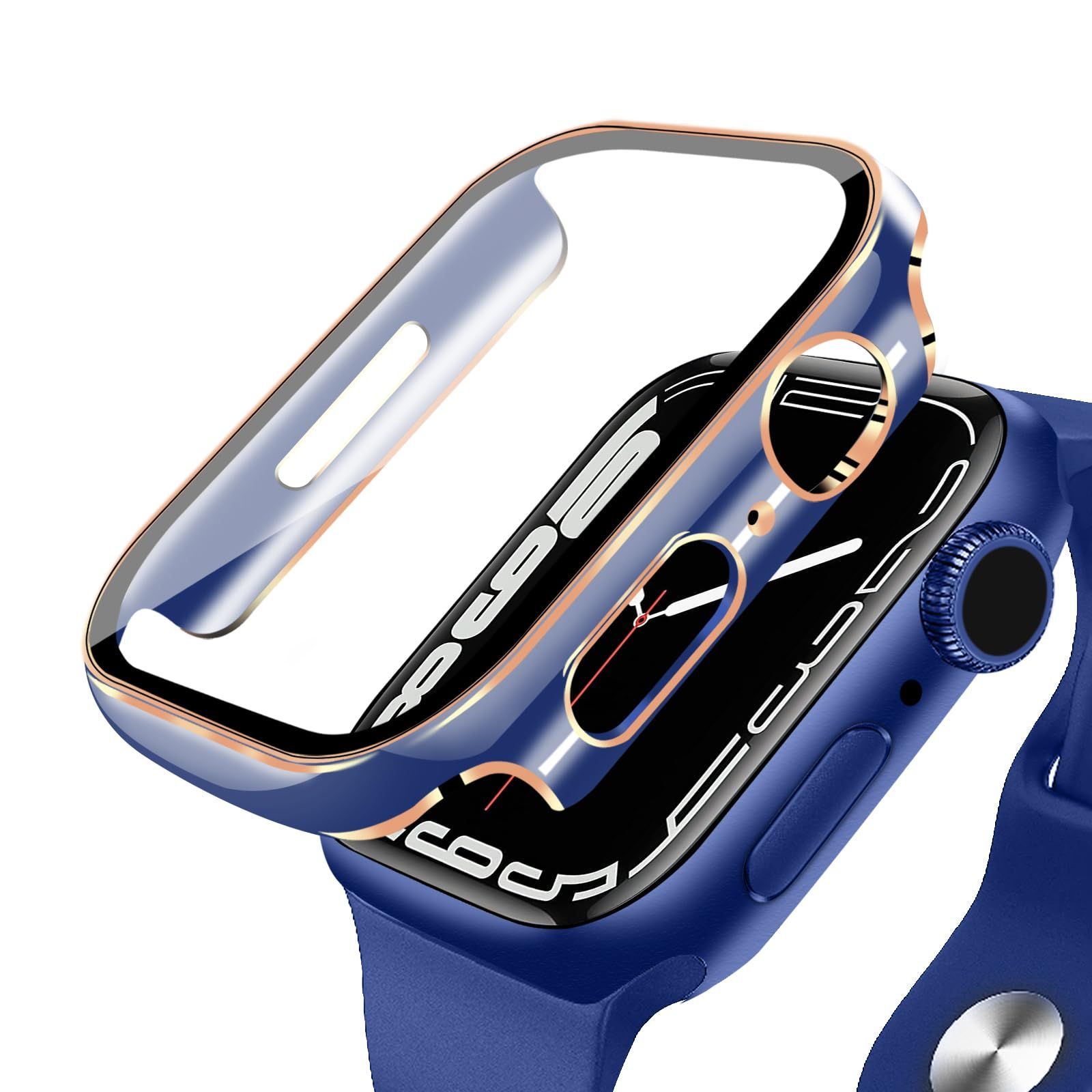 ANYOI 対応 Apple Watch ケース Series 9/8/7 45mm アップルウォッチ 保護 用 アップルウォッチ カバー ガラスフィルム 一体型 Apple Watch 用 カバー メッキ加工 アップルウォッチ ケース apple watch