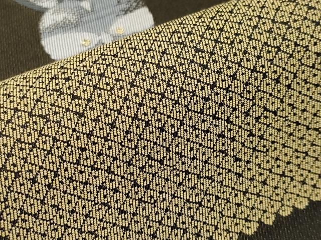 平和屋着物□極上 六通柄袋帯 兎 ミミズク 黒地 逸品 未使用  