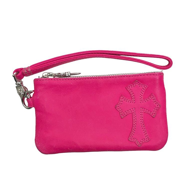 Chrome Hearts クロムハーツ ZPR CHG WRISTLET SML ジッパーチェンジパース CHクロスパッチ コインケース ピンク レザー SV925 シルバー