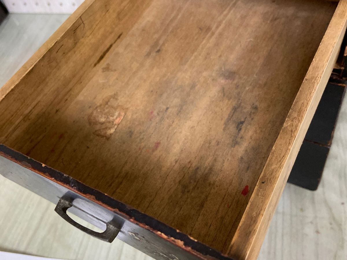3-▲小引き出し 3段 3杯 螺鈿細工 アンティーク 家具 収納棚 引出し 書類入れ レターラック 什器 サイズ約高さ23.5×幅18.5×奥行25cm 3-△小引き出し 3段 3杯 螺鈿細工 アンティーク 家具 収納棚