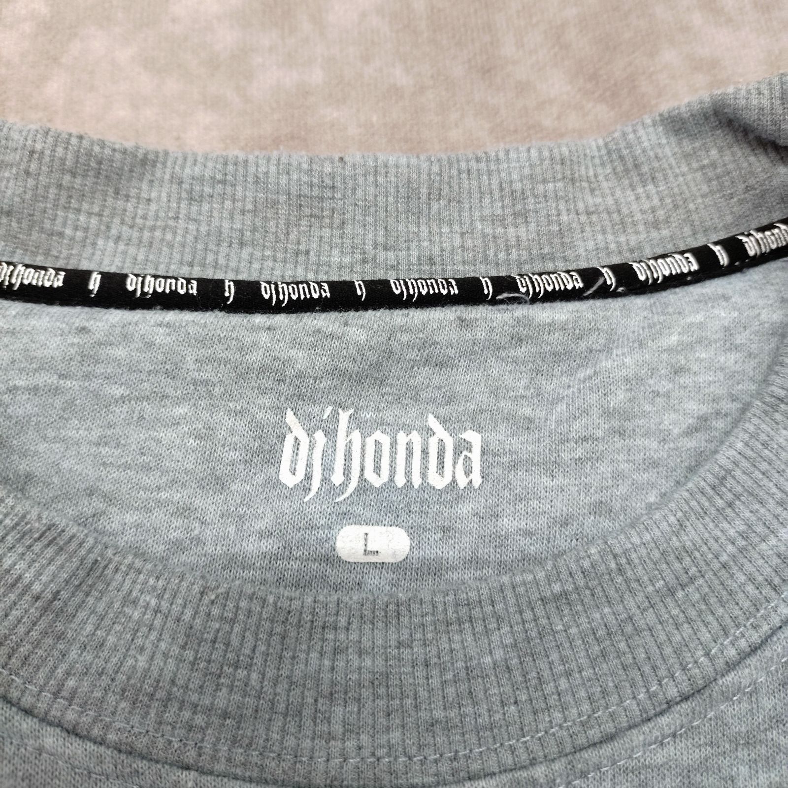 DJ honda L サイズ トレーナー スウェット 長袖 ロゴ刺繍 グレー 