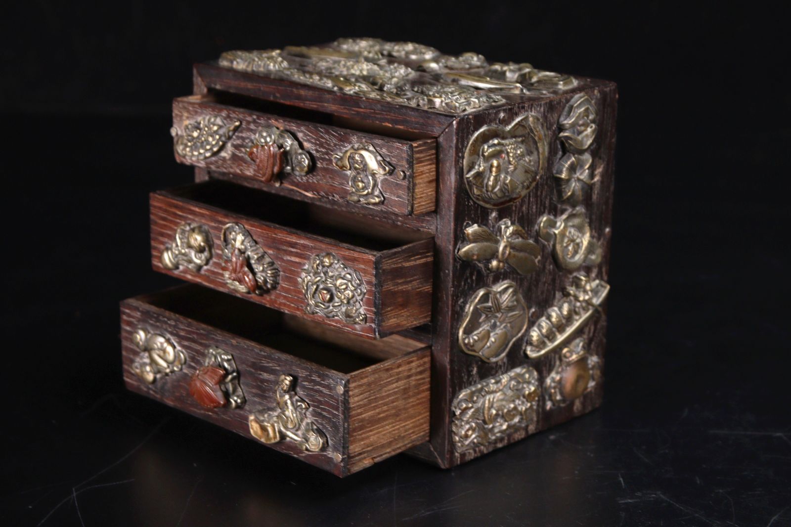 からくり箪笥 薬箪笥 和風デザイン 22引き出し 隠し扉 仕掛け箪笥