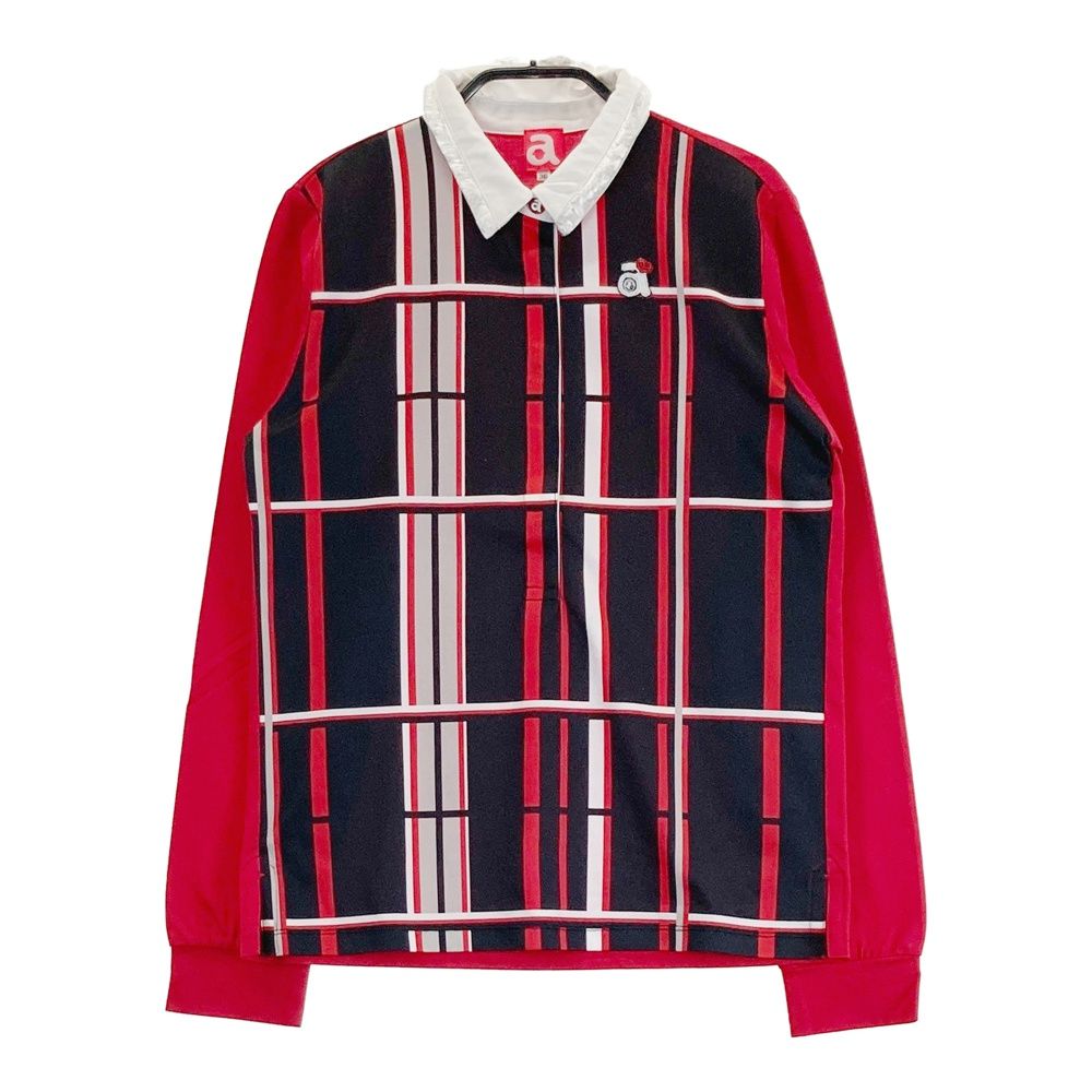 サイズ：36 ARCHIVIO アルチビオ 長袖ポロシャツ 赤×黒 レッド系