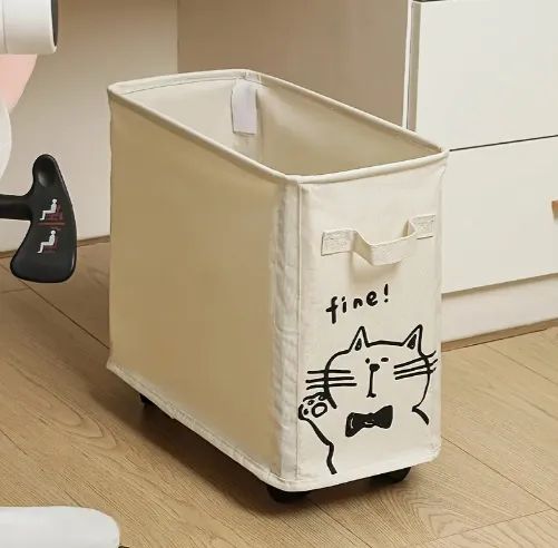 28L 折りたたみ式シーム収納バスケット、ユニバーサルホイール付き、大容量ヨガマット/ジム機器収納バスケット、簡単アクセス用の大きな開口デザイン、ゴミ漏れ防止の調節可能な口ネッ