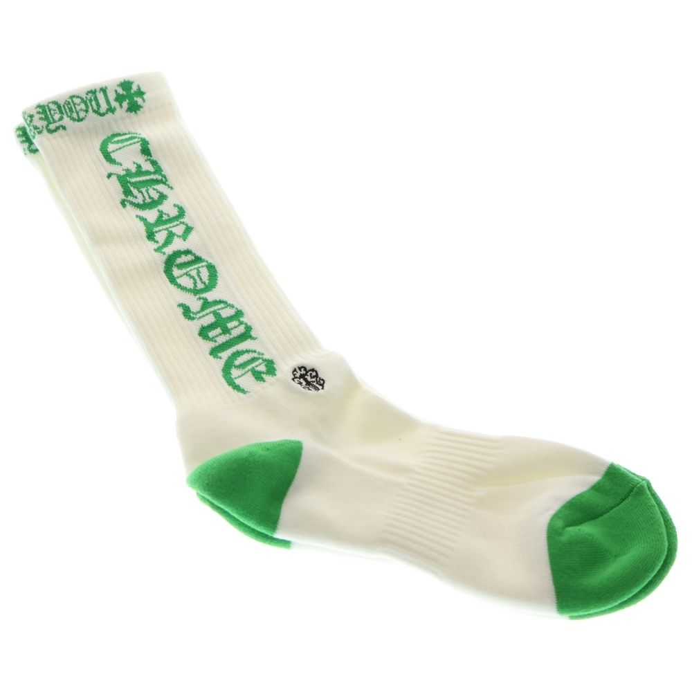 CHROME HEARTS クロムハーツ SOCKS OLD ENGLISH イングリッシュ ハイソックス 靴下 ホワイト グリーン
