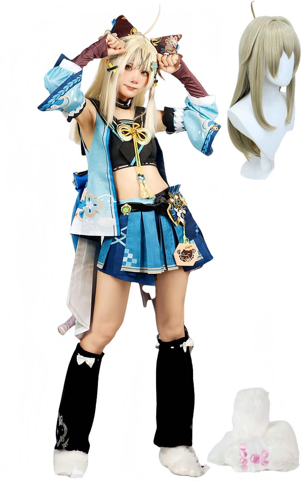 五次元 高品質 原神 Impact コスチューム 付き ウイッグ-靴付き コスプレ衣装 演出服 舞台装 プレゼン