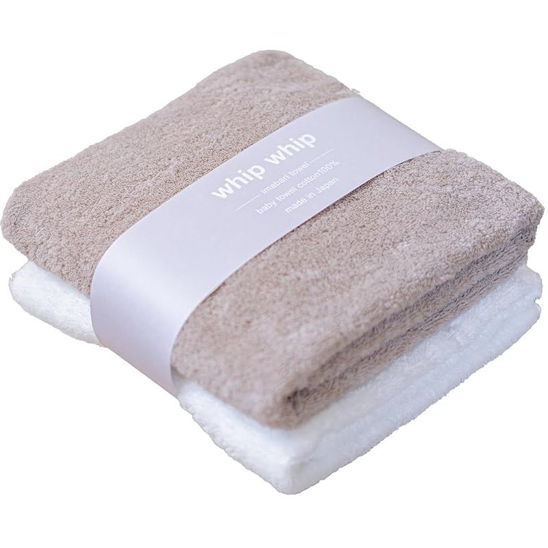 今治タオル whipwhip ベビータオル 新生児 バスタオル 正方形 日本製 67cm×67cm (ホワイトｘベージュ) 0