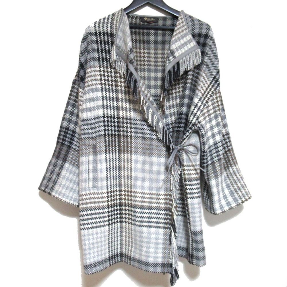 美品 Loro Piana ロロピアーナ チェック柄 カシミヤ100% レザー