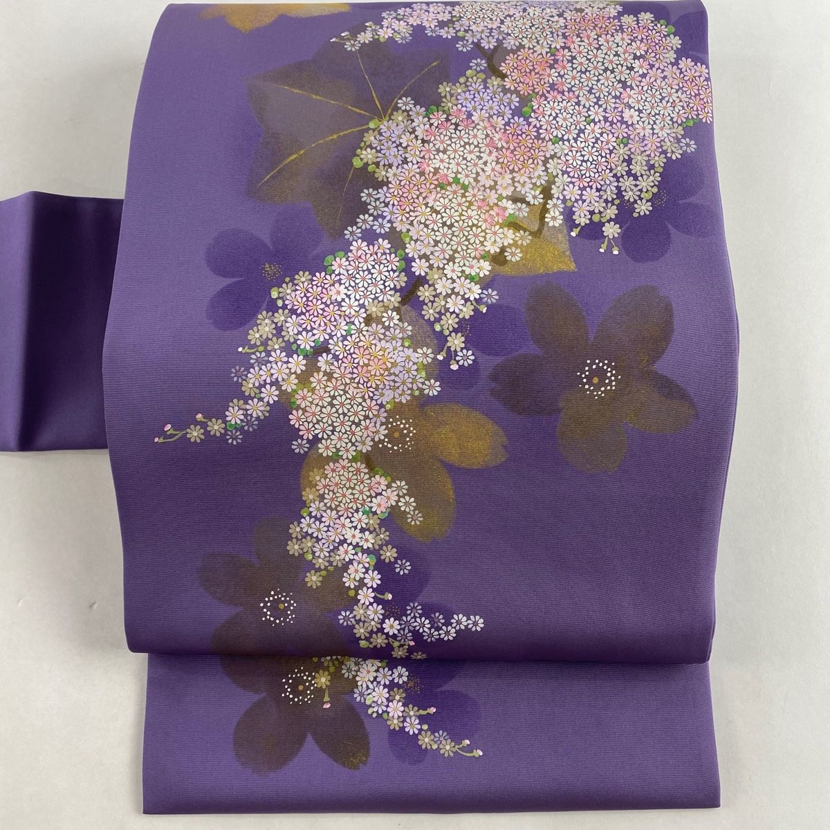 名古屋帯 美品 秀品 落款 桜 小花 金彩 紫 正絹 【中古】 - メルカリ