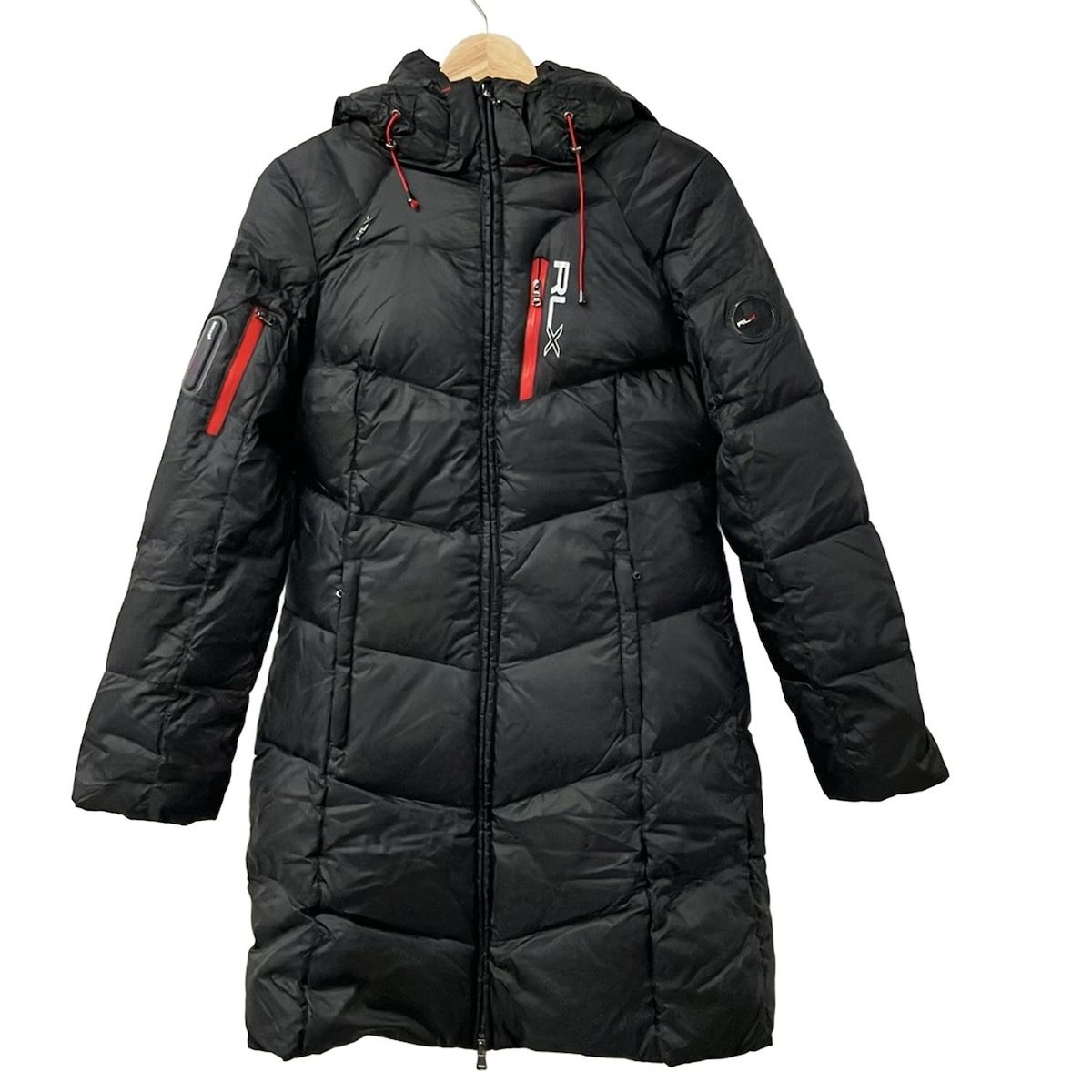 RLX RalphLauren ラルフローレン ダウンコート サイズL レディース - 黒 長袖|ジップアップ|フード着脱可|冬