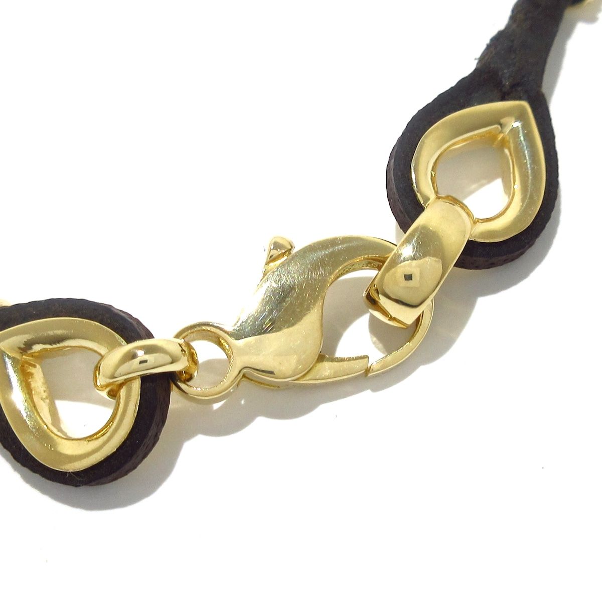 BVLGARI(ブルガリ) チョーカー美品 - レザー ブラウン×K18YG BVLGARI(ブルガリ) チョーカー美品 - レザー ブラウン×K18YG