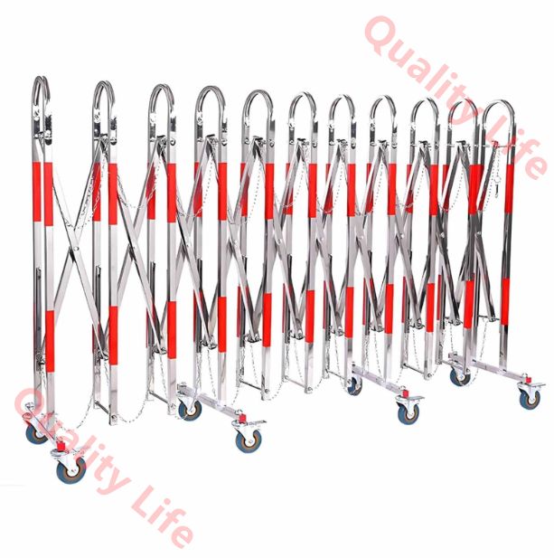 フェンス 柵 屋外 ステンレス鋼 伸縮フェンス キャスター付き ガードレール 門扉 駐車場 ガレージ 工事 庭作り 遊び場 侵入防止 防錆処理 1.1*3 HRDEVELOPMENT_JP