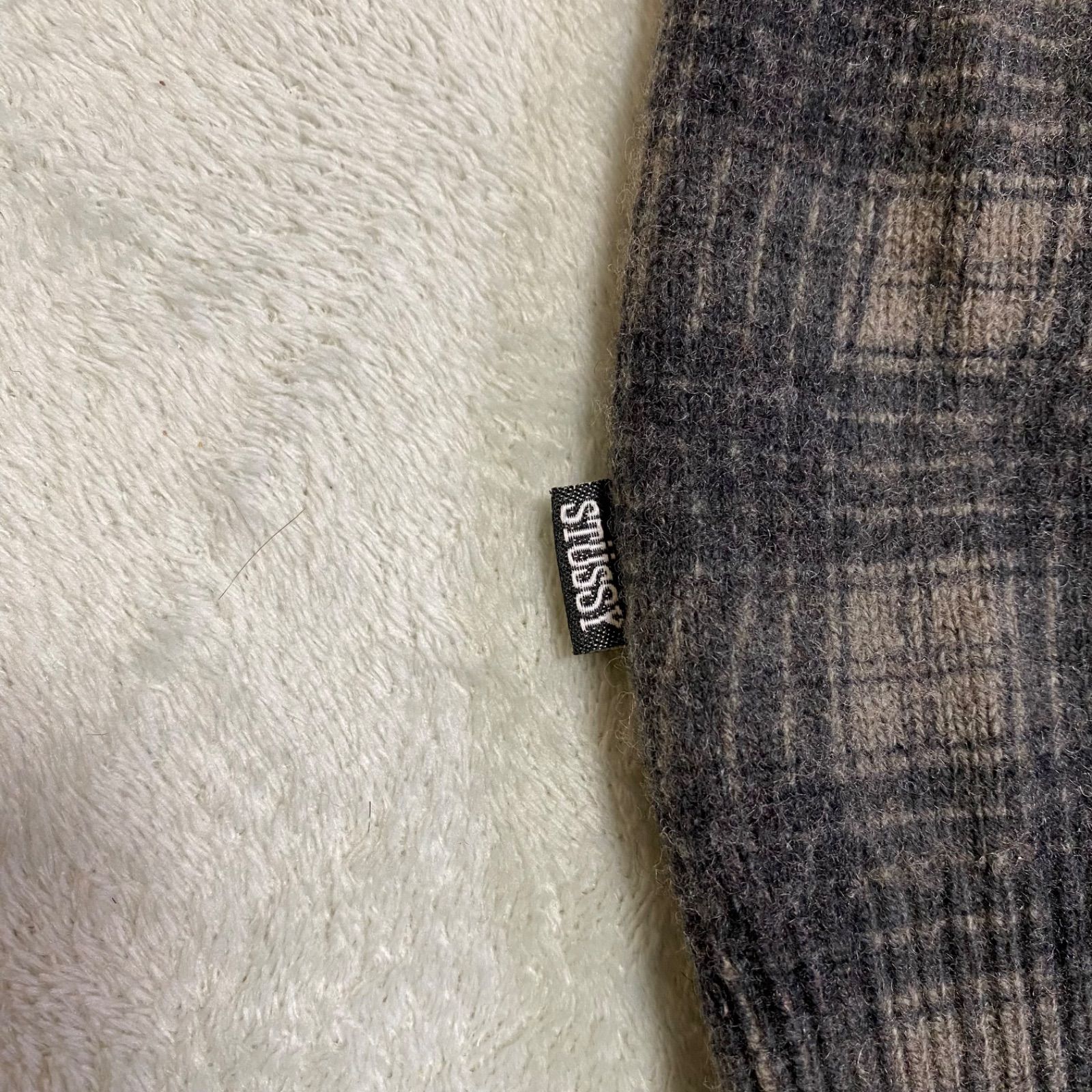 STUSSY】ステューシー 00s カーディガン L ウールコットン チェック柄 