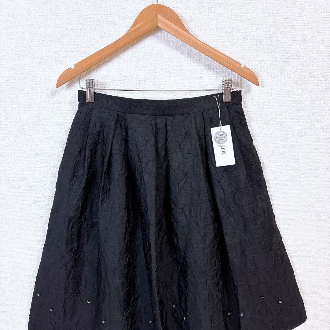 タグ付き TO BE CHIC スワロフスキー フ スカート ビジュー 黒 WWW_MORNINGWALKER_COM