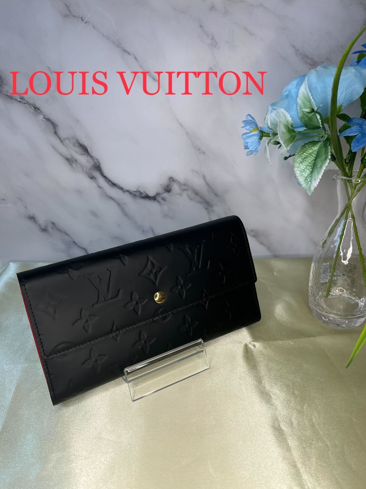 ルイヴィトン ヴェルニ インターナショナル 長財布 レザー 黒 三つ折り