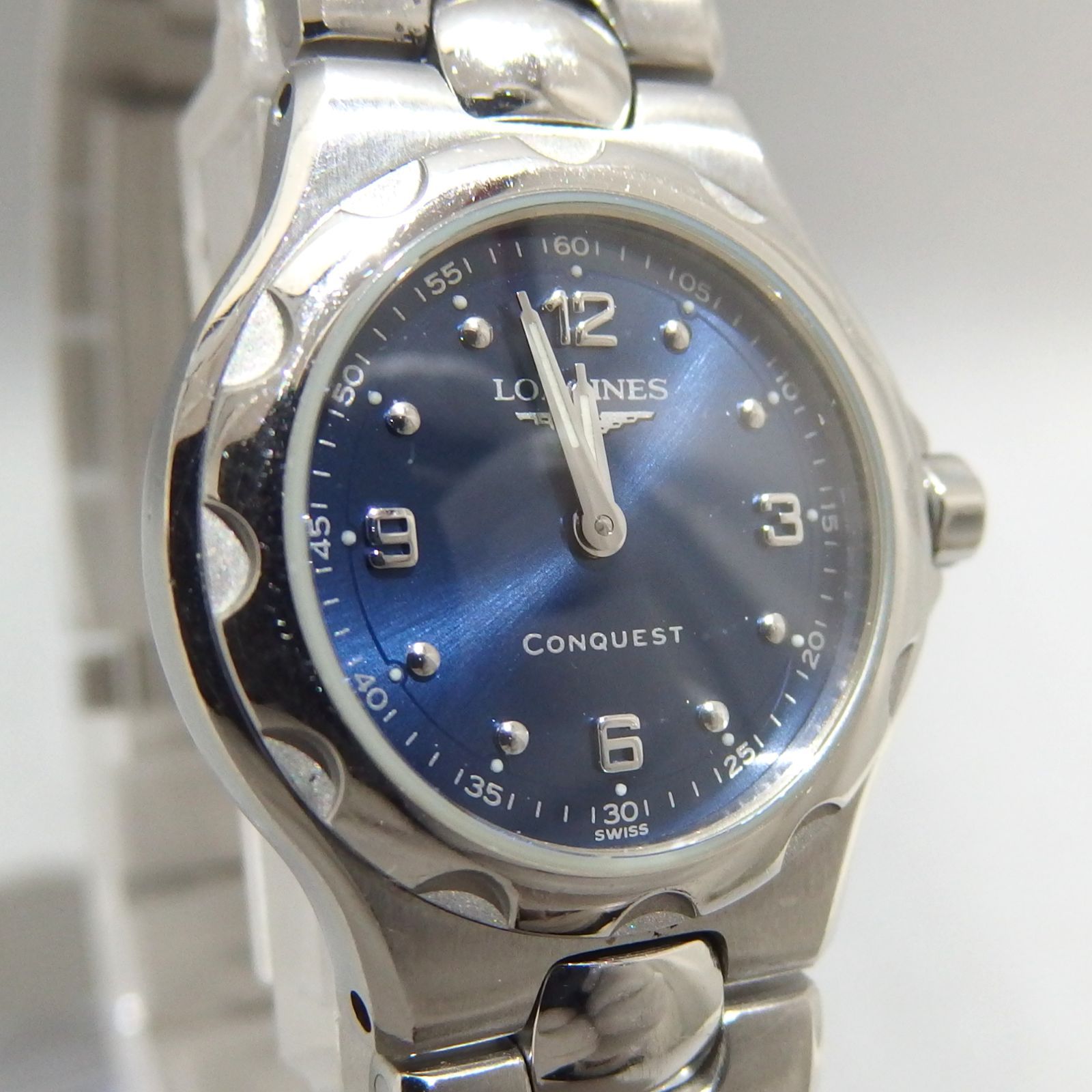 ☆LONGINES CONQUEST L1.130.4 ネイビーダイヤル クォーツ 腕時計 