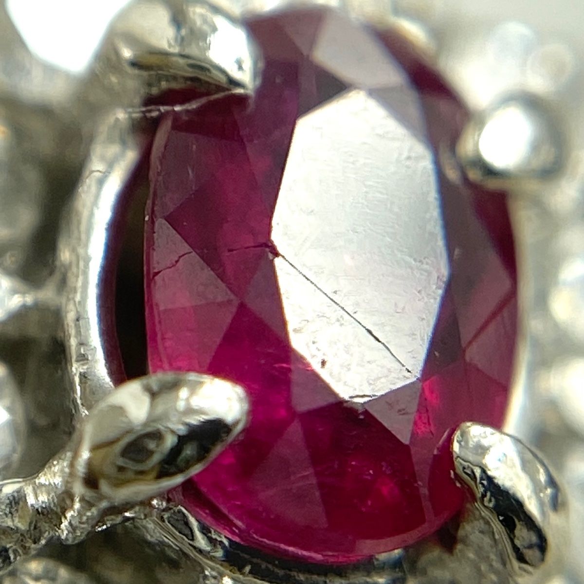 在庫一掃】 ルビー デザインリング プラチナ 指輪 メレダイヤ ピンキー  