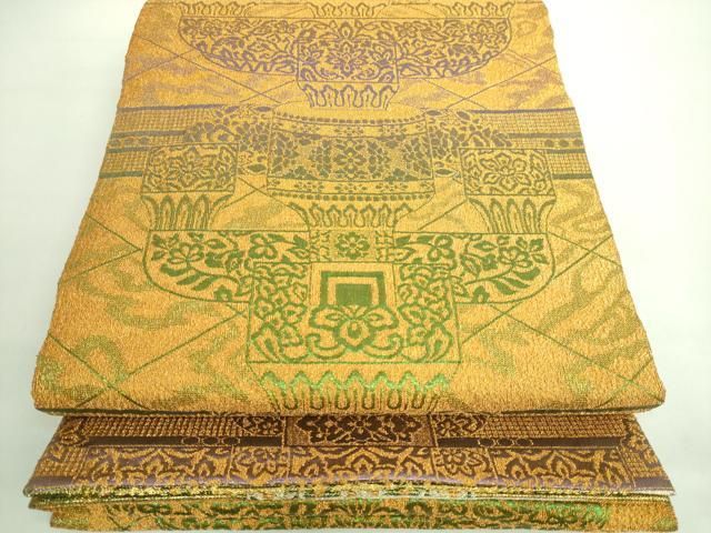 O0845 美品 逸品 織の宝石 ダイヤモンドカット 佐波理綴 正絹 袋帯 O0845 美品 逸品 織の宝石 ダイヤモンドカット 佐波理綴 正絹