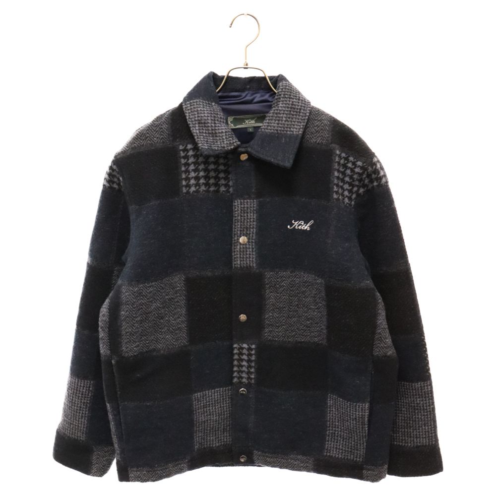kith ネイビー パッチワークコーチジャケット KITH (キス) パッチワーク ウール コーチジャケット ネイビー 23-020